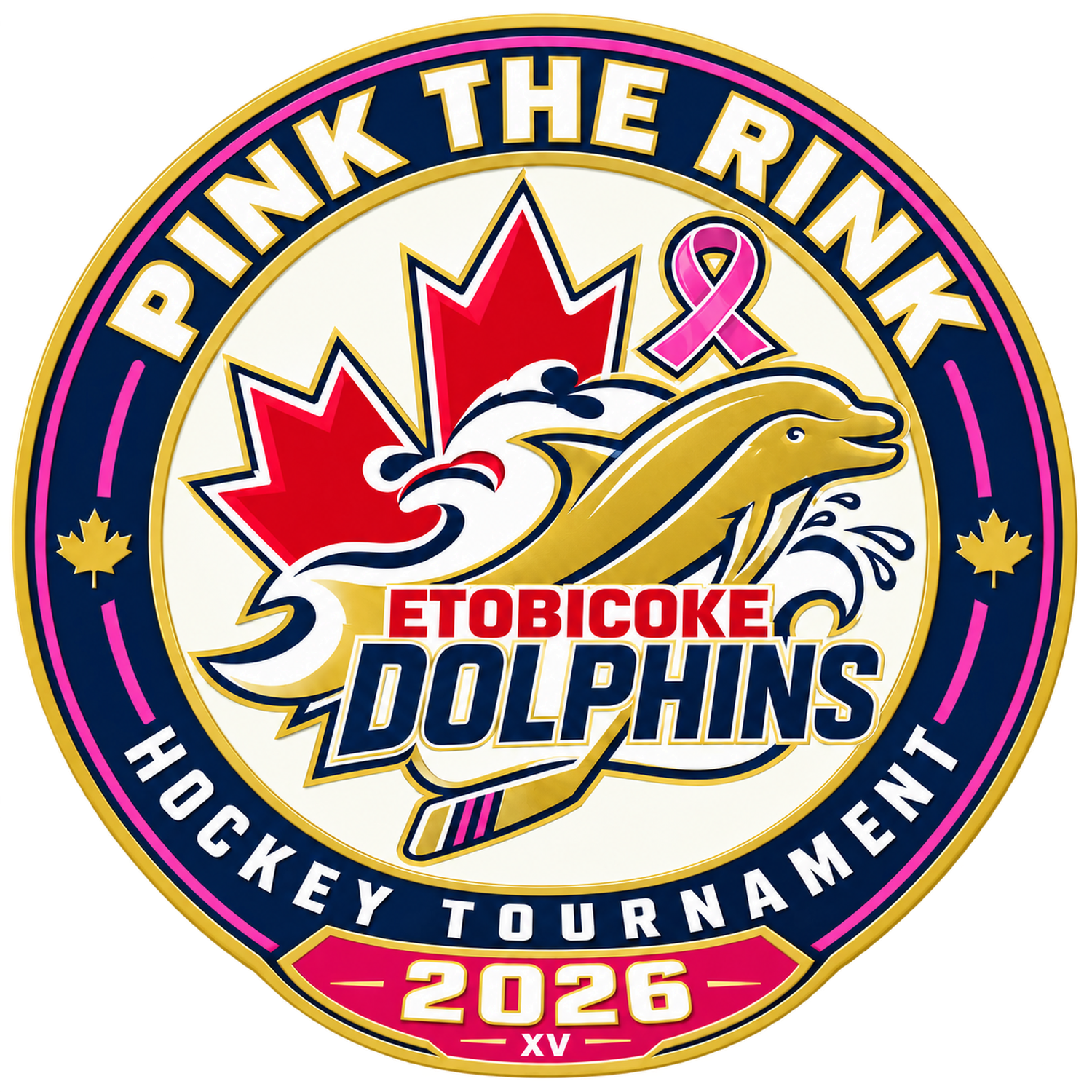 Etobicoke Dolphins Pink the Rink XV logo